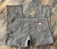 Men Carhartt IRR Relaxed Fit Moss Green Canvas Carpenter Work Utility Pant 40x32