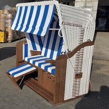 Original Strandkorb Vermieter Modell Ostsee blau weiß mit Tisch robust langlebig