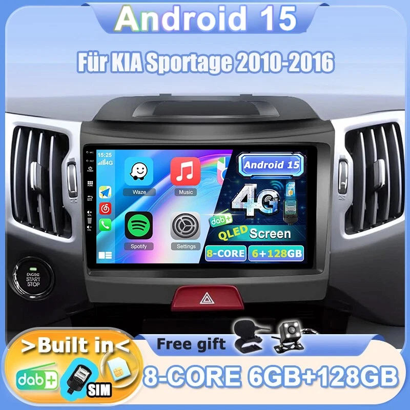 DAB+ Für KIA Sportage 2010-2016 Autoradio Android15 Navi GPS Car Play QKED 128GB