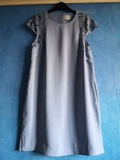 Reiss Hettie Lace Detail Powder Blue Short Cap Sleeve Shift Dress Size 12