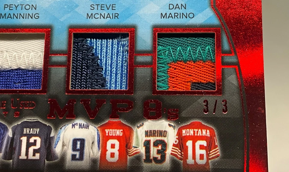 Игровая б/у нашивка 2018 Leaf TOM BRADY MANNING ELWAY MARINO MONTANA YOUNG MVP 8s /3 - Изображение 2 из 3