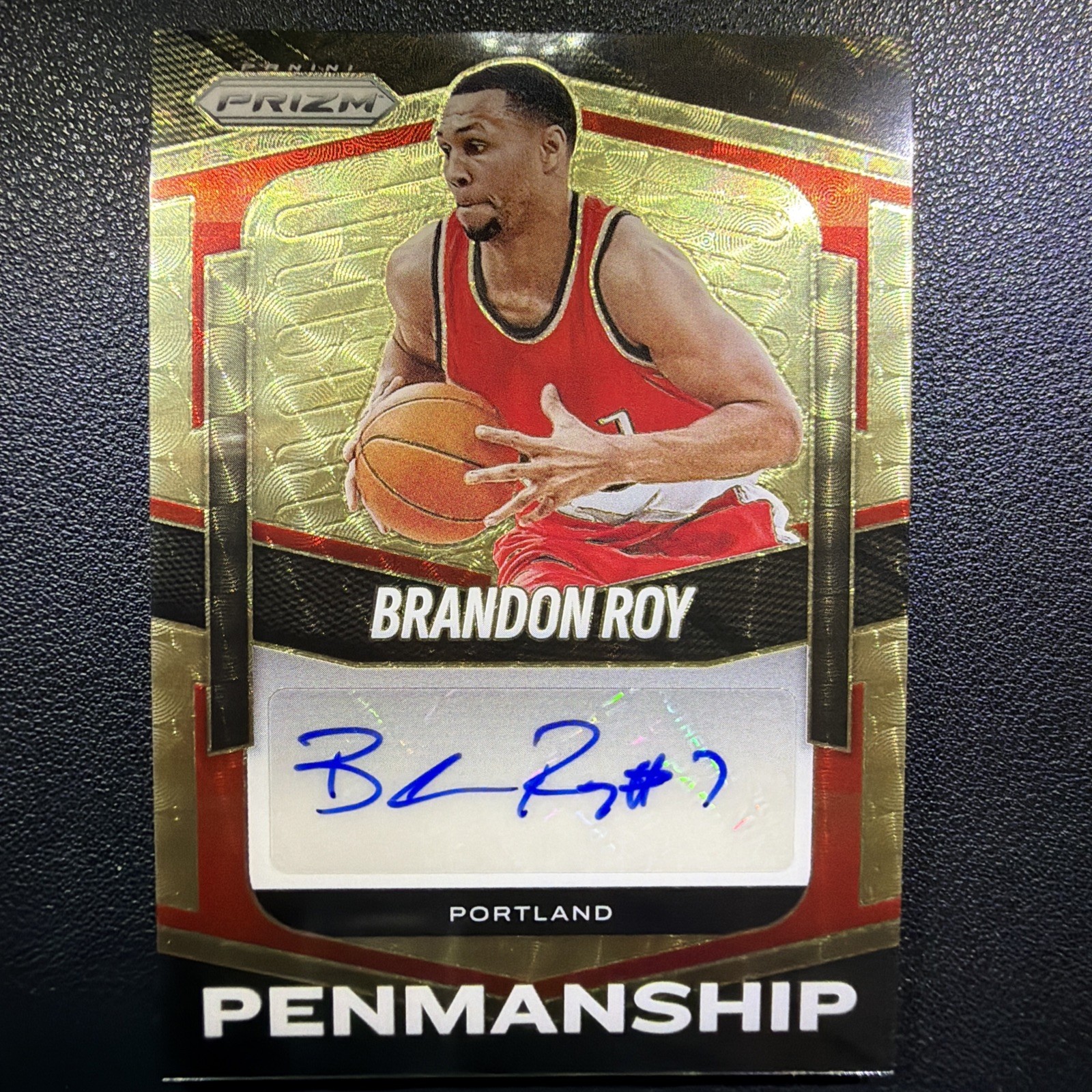 2025-26 Panini Prizm Brandon Roy Penmanship FOTL Gold Vinyl Auto /5 #PEN-ROY