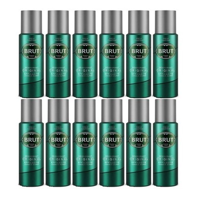 Brut Original Deodorant Spray Efficacite Longue Duree, 200ml (Pack of 12)