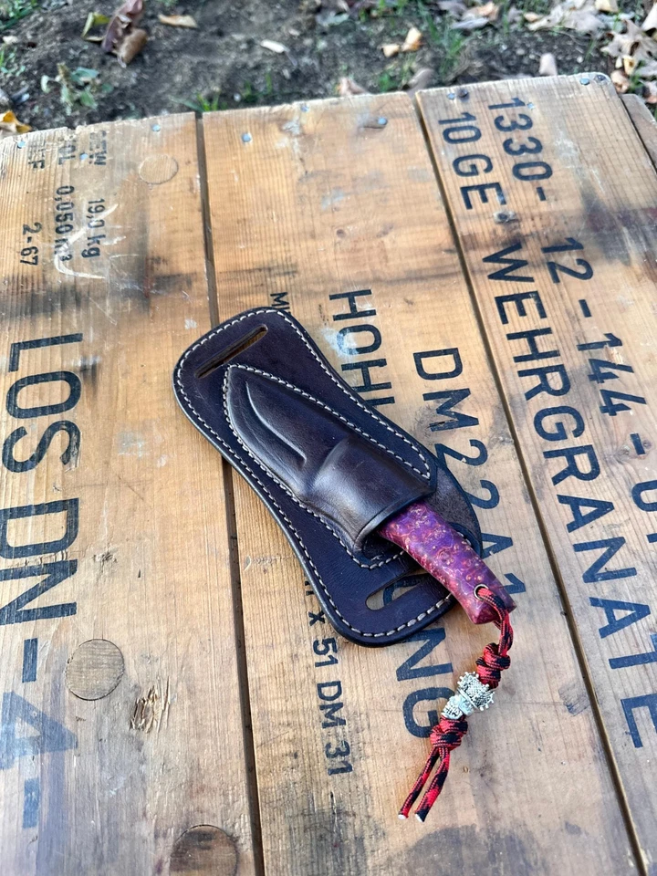 EDC N690 Hoja Fija con Funda de Cinturón Horizontal, Scout Carry Cuchillo Personalizado Foto 3 de 3