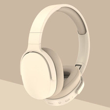 Bluetooth Over-Ear Stereo Headphones Adjustable Headband, White, Built-In Mic