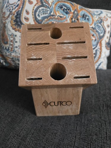 Cutco 10 Slot Knife Block 8 Slots For Knives 2 Holes Oak USA Made Wood Natural