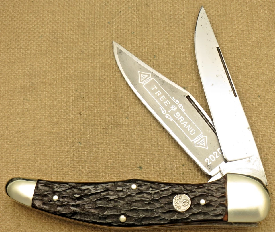 Cuchillo de cazador plegable vintage BOKER Solingen 2020 Yukon - asas de hueso - sin usar Foto 2 de 4