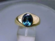 3.20Ct Round Cut Lab Created Blue Topaz Engagement Ring 14K Yellow Gold Plated
