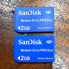 SanDisk Memory Stick PRO Duo 2GB MagicGate Blue Card for Sony PSP Lot of 2