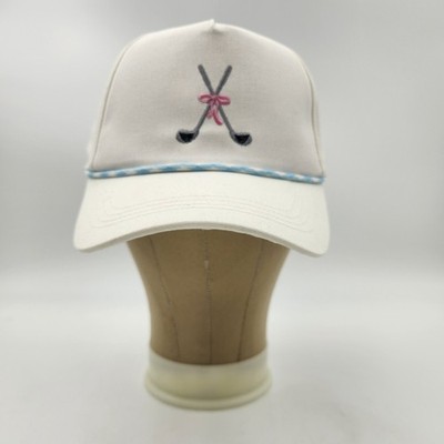 David and Young Womens White Golf Club Bow Embroidered Snapback Hat with Tags