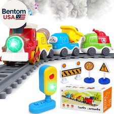 Electric Train Set for Toddlers 3-5 4-8 with Train Tracks Set Lights up Steam Si