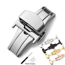 16/18/20/22mm Buckle Stainless Steel Butterfly Clasp for Leather Watch Band