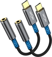 2-Pack USB-C to 3.5mm Headphone Jack Adapter HiFi Audio Cord for iPhone Samsung