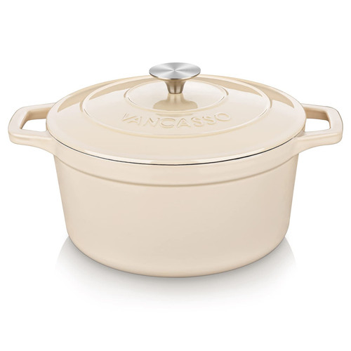 Cast Iron Dutch Oven, 6 QT Dutch Oven Pot with Lid and Dual Handles, Round Du...