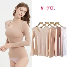 Women Seamless Shirts Scoop Neck Long Sleeve Shapewear Tops Body Shaping Tops