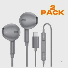 2 Pair Brand New - Samsung Google Android Headphones Wired USB-C Grey