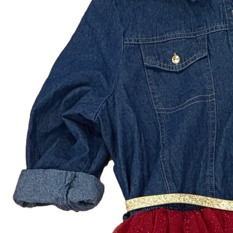 Vestido camisa Natal férias tule e jeans Lilt Girls Sparkly Burgandy XXL 20,5 - Imagem 3 de 3