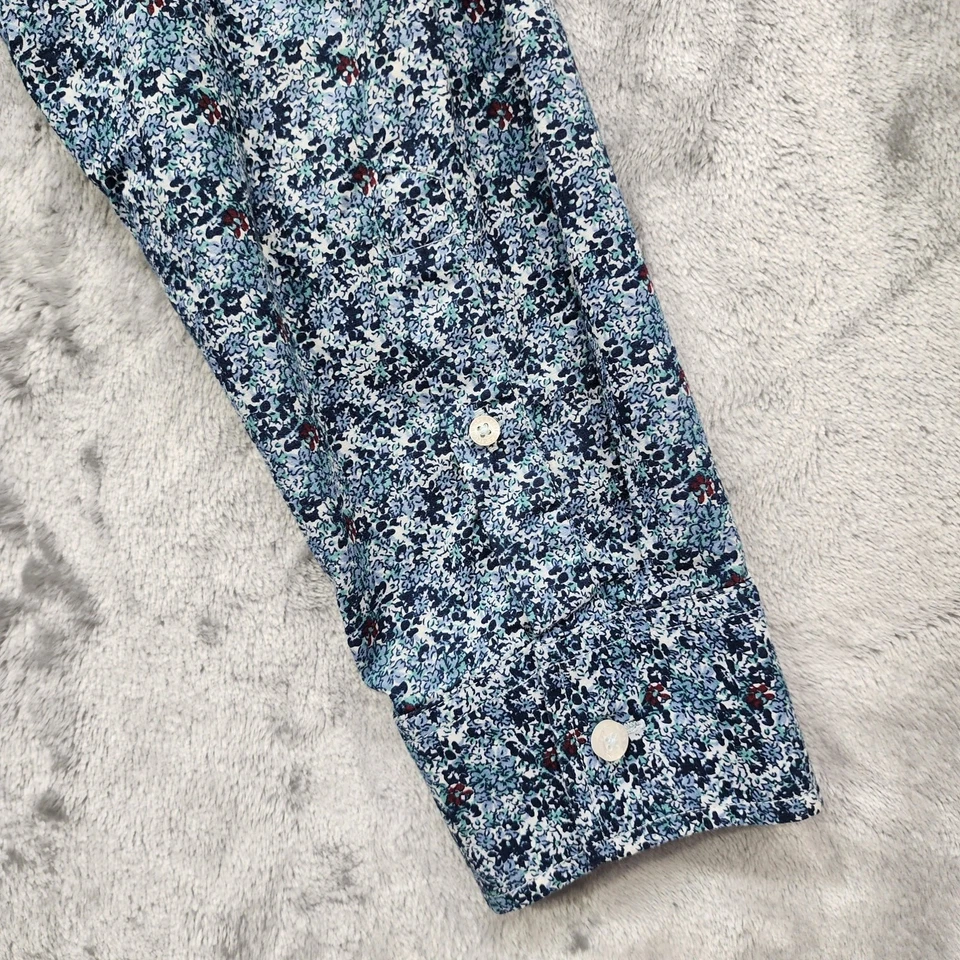 Camisa masculina American Rag azul floral manga longa botão frontal algodão casual - Imagem 4 de 4