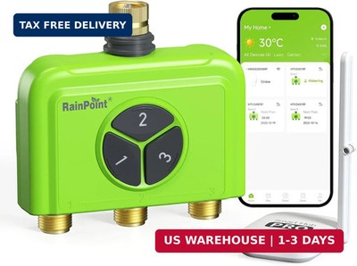 RAINPOINT 3 Zone WiFi Water Timer with Smart Gateway, Brass Inlet/Outlet WiFi Sp