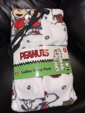 NEW PEANUTS SNOOPY Charlie Brown LADIES Fleece Pajama PJ SLEEP PANTS SIZE M/L