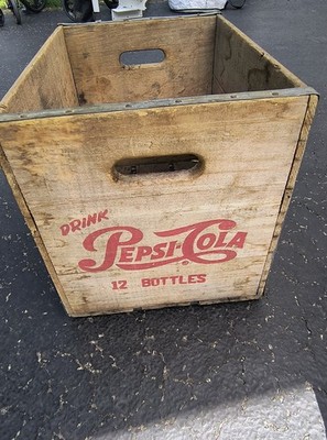 Pepsi Vintage Pepsi-Cola Wooden Soda Crate 12 Bottle Brown/Red 12.5''x16''x11.5''