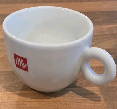 Illy Coffee Cup Red Logo Circular Handle 12 fl oz IPA Italy Brand New