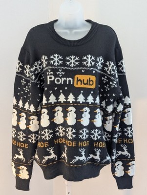 Pornhub Snowman Knit Sweater Size Large EUC