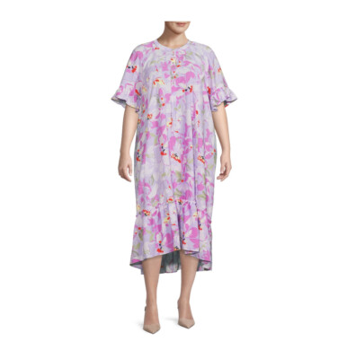 NEW Terra & Sky Women's Plus Size Maxi Tiered Dress with Ruffle Sleeves |  eBay