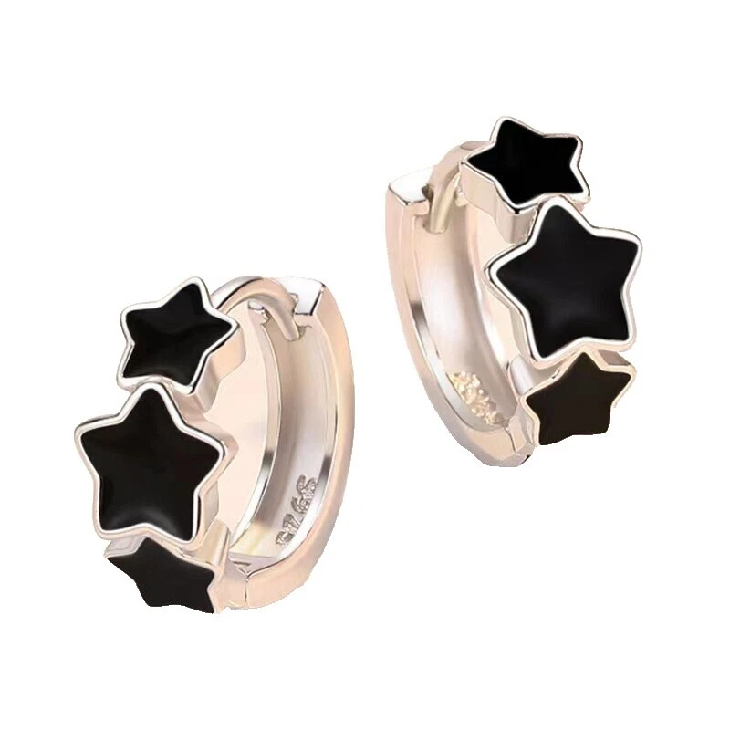 Enamel Silver Plated Huggie Fashion Earrings