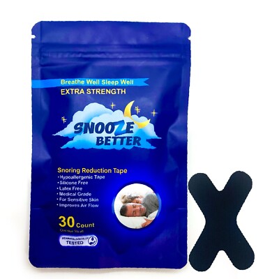 SnooZe Better Breathable Body Tape for Snoring.  Improves Oxygen Intake & Sleep.