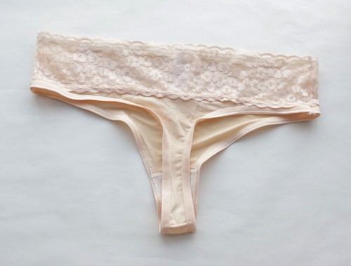 Women Sexy Thong Smooth&Floral Mesh Underwear Hipster G-string Panties Beige S-L - Picture 4 of 9