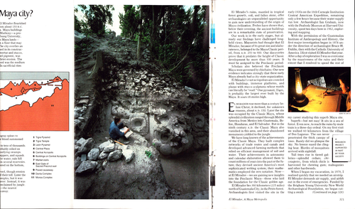 Maya Metropolis El Mirador Map Ruins Man w/ Dog Portrait Jar Vintage Print 1987 - Picture 3 of 7