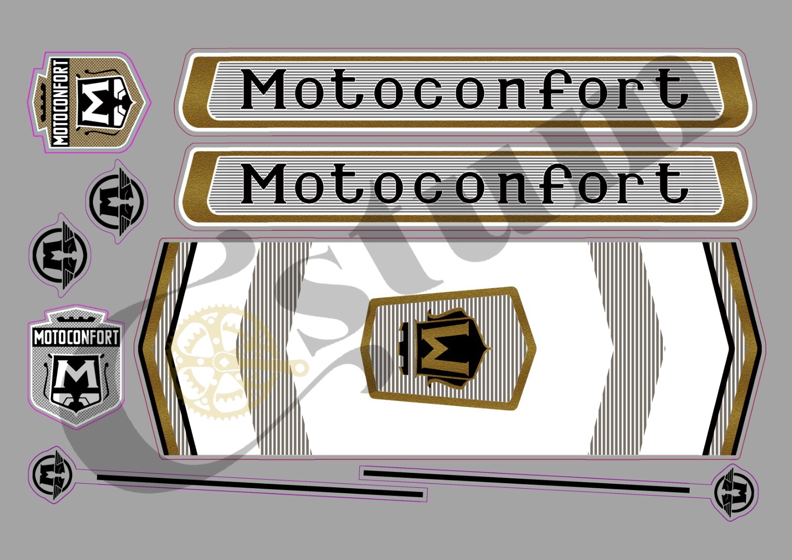 Stickers Motoconfort MOTOC407 pour vélo vintage en vinyle blanc