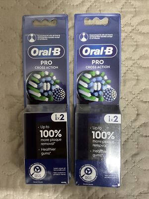 2x 2er Pack Oral-B Pro Cross Action PRO 4er Pack Zahnbürstenköpfe, Schwarz