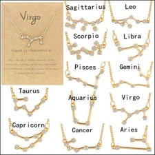 Ladies Zodiac Constellation Gold Colour Necklaces Horoscope Gift Uk Stock Fast