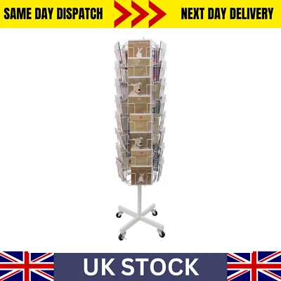 Greeting Card Rotate Stand - 40 x C5 Portrait Pockets Shop Display White (J16/W)
