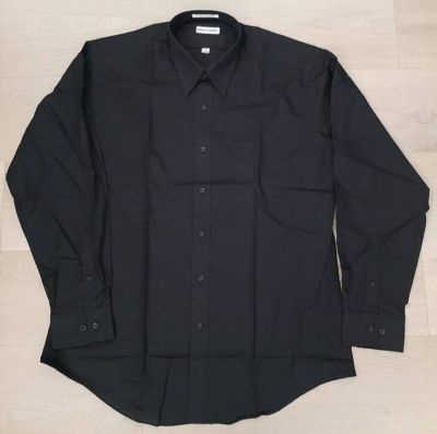 Pierre Cardin Mens Black Dress Shirt Long Sleeves Size 16 (34/35) Korea New  | eBay