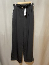 NWT ZARA Women Zipper Elastic Hi-Rise Pleated Wide-Leg Dress Pants Size S Black