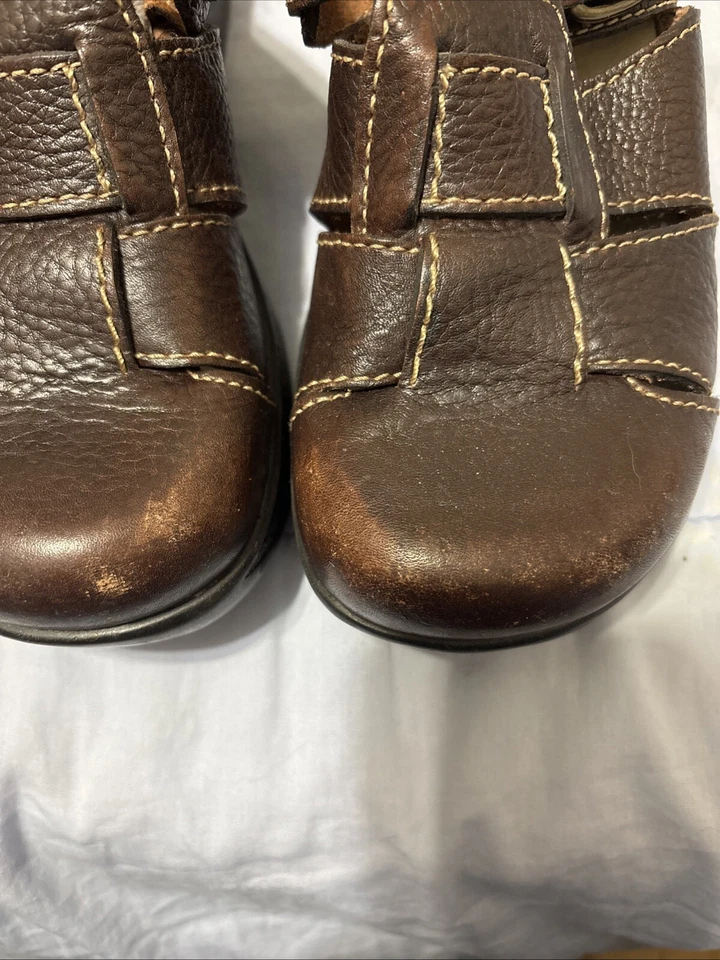 Zueco superior Mia grueso de cuero marrón oscuro talla 7,5 vintage  Foto 2 de 4