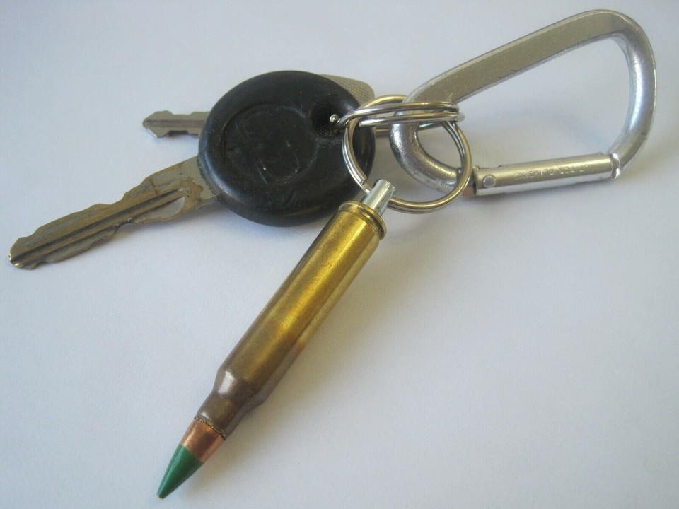 Replica .223 Remington (5.56mm) Brass Bullet Keychain With 62 Grain