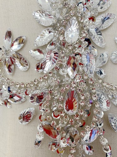 1PC Applique Shinny Sew On Rhinestone Flower Patch Trim DIY Wedding Dress Crafts - Picture 11 of 17