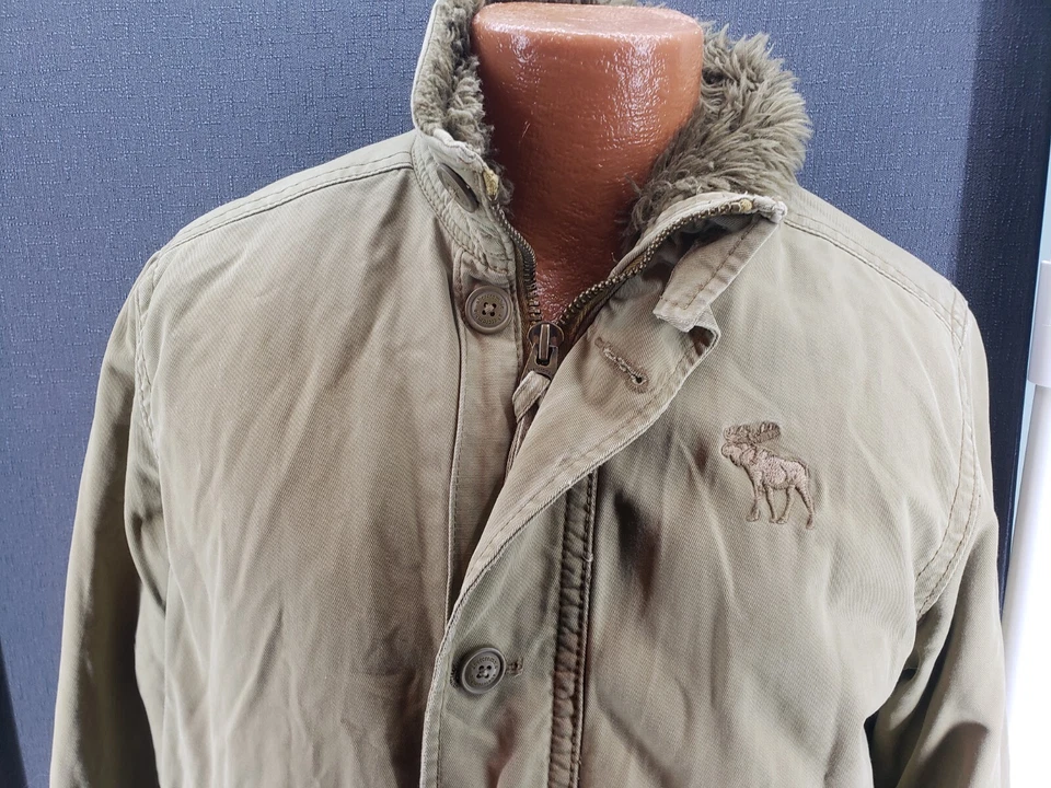 Chaqueta Abercrombie Nueva York Juvenil Adirondack XL "Piel" Forro Tostado Caqui De Colección Foto 4 de 4