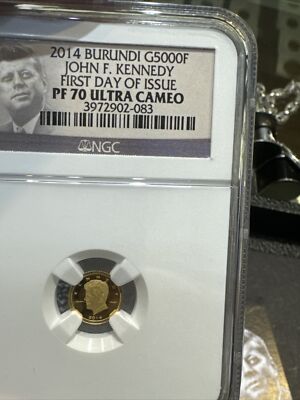 2014 Burundi G5000F FIRST DAY OF ISSUE REV PF70 Ultra Cameo GOLD