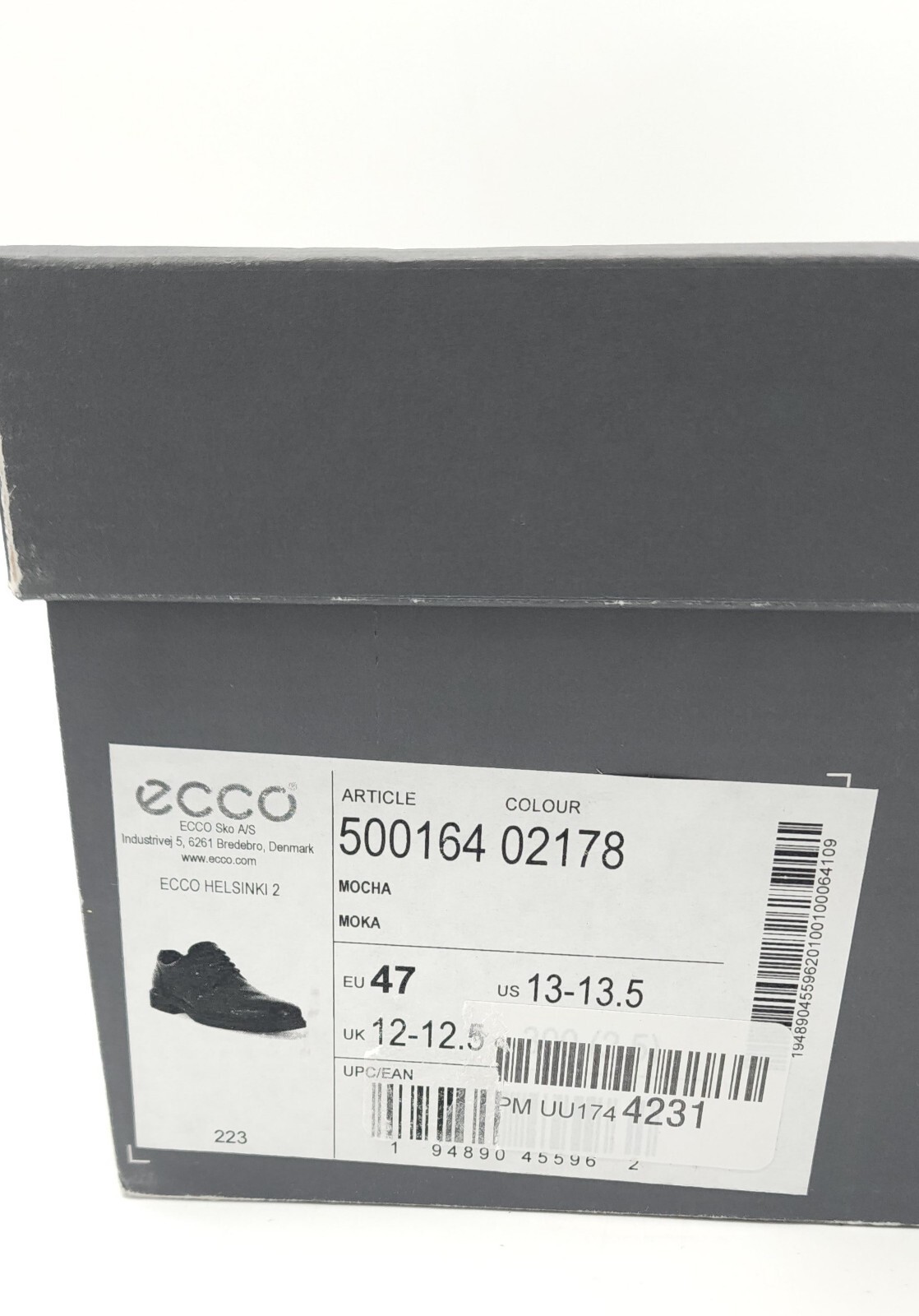 ECCO Men's Helsinki 2 Plain Toe Mocha Leather Shoe Size 13-13.5 EU 47 image 2