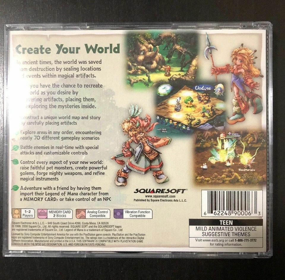 Legend of Mana SONY PlayStation 1, 2000 PS1 PSX PSOne PRÍSTINO COMPLETO NUEVO COMO NUEVO Foto 3 de 4