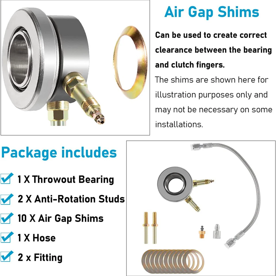 82876 T5 Transmission Hydraulic Throwout Bearing and Hose Kit for GM Borg-Warner Foto 2 de 4