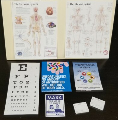 1/6 SCALE Mini Doctor Medical Office Decorations - 6 Posters + 2 Prescription