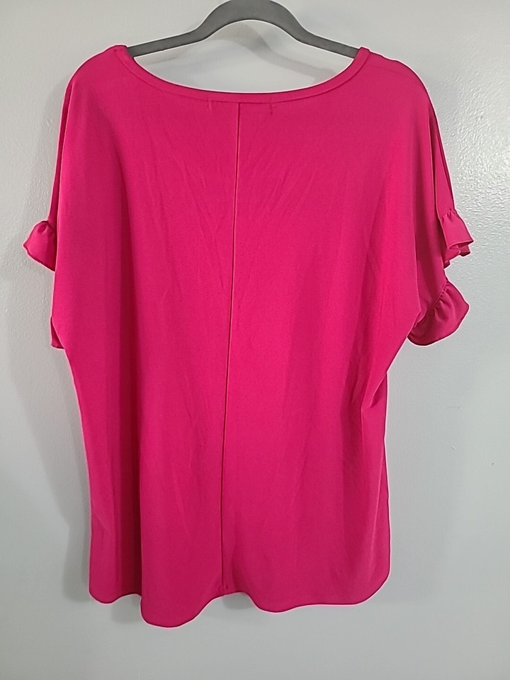 Love Scarlett Sx XL 22" bust Fuchsia Pink Short Sleeve Top Embroidary