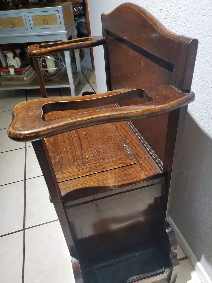 Antique Oak Victorian Hall Tree Umbrella Stand Chair in good