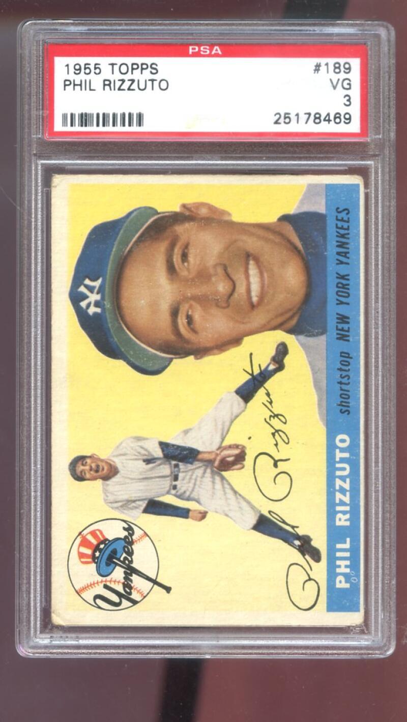 1955 Topps #189 Phil Rizzuto PSA 3 Graded Baseball Card MLB New York Yankees